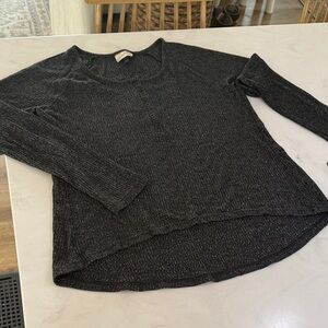 Universal Thread Charcoal Long Sleeve Top with buttons high low hem